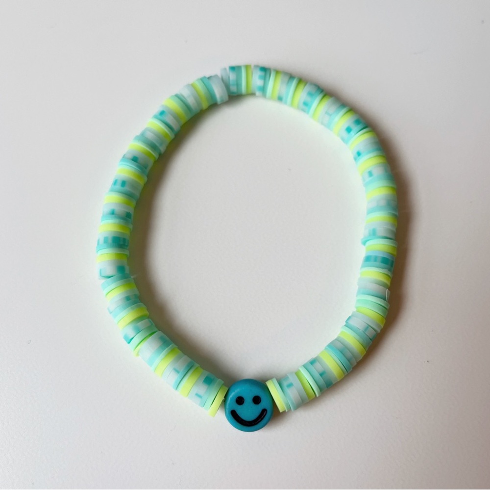 Green & Blue Clay Bead Adjustable Bracelet
